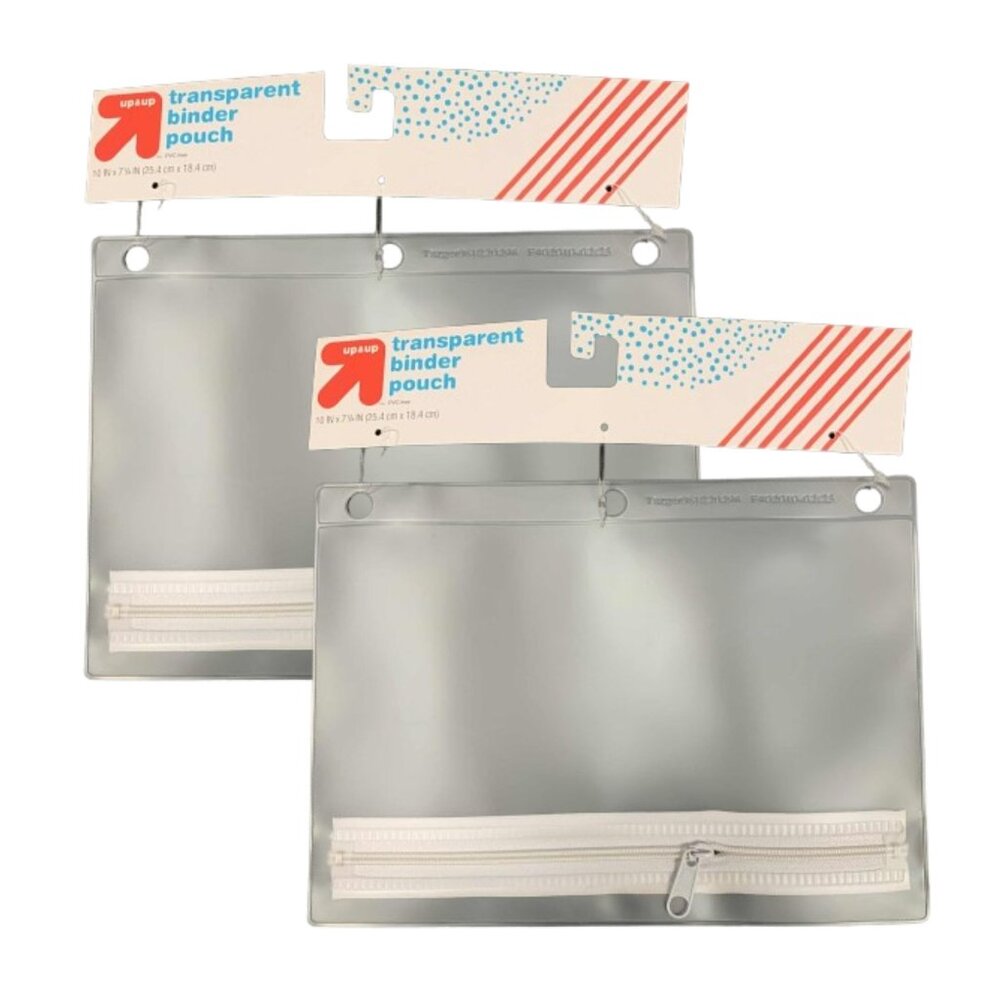 Up and Up Transparent Binder Pouch Clear 2pk